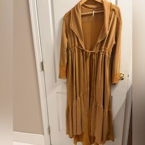 Free People Aphrodite Maxi Cardi in the Golden color.
